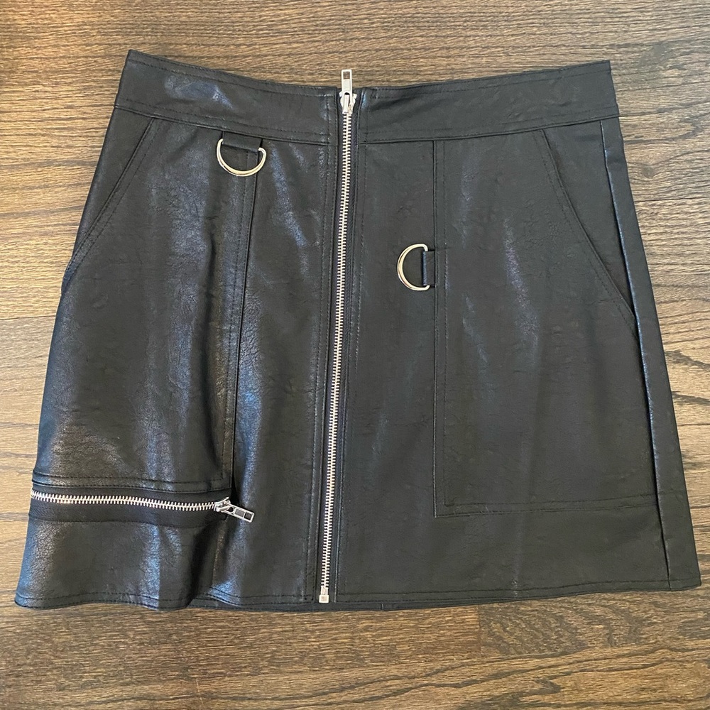 Faux leather black skirt